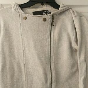 Angled zip up Fox sweater